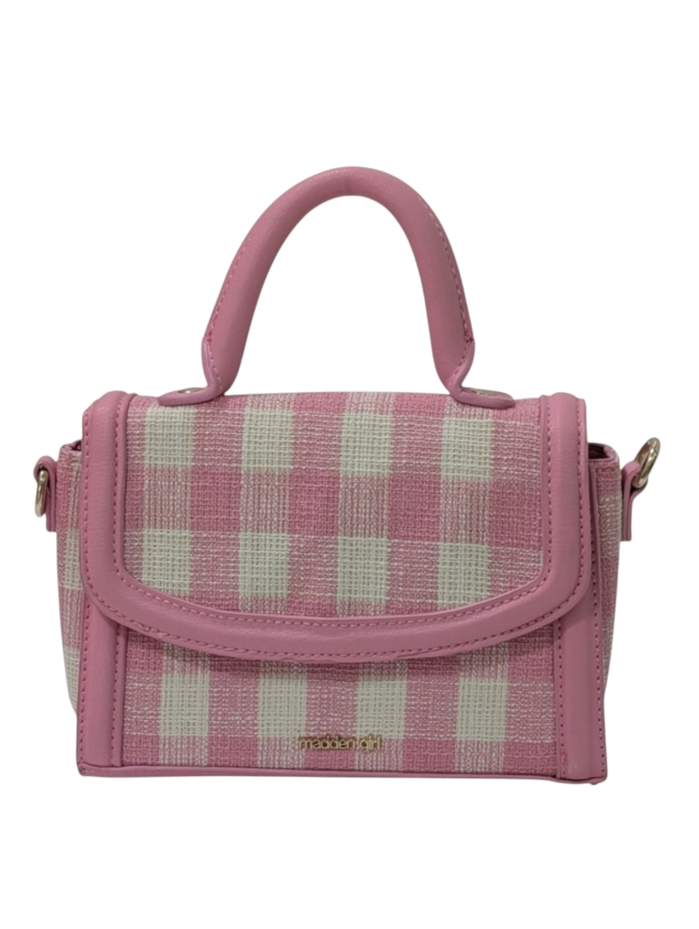 Madden Girl Pink and Cream Checkered Mini Bag